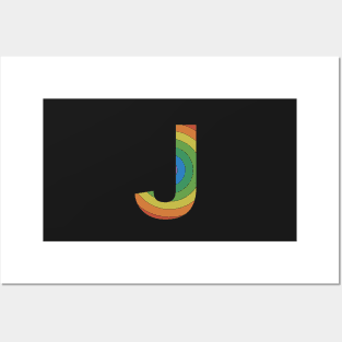 Retro Rainbow 'J' Sticker Posters and Art